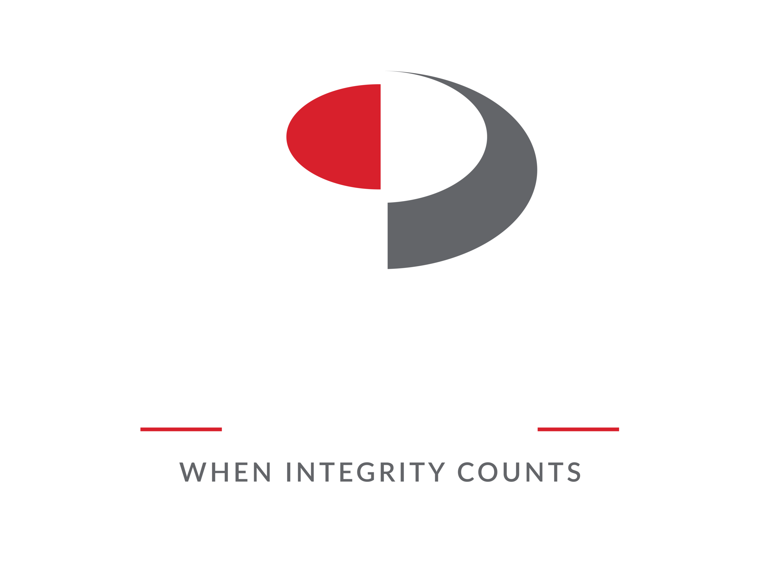 Logo for UNITED PAVING CO. featuring a split circular emblem in white, red, and gray above the bold word UNITED, with the slogan 'WHEN INTEGRITY COUNTS' below.